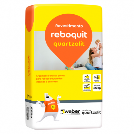 Argamassa Pronta para Reboco Reboquit 20kg QUARTZOLIT