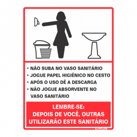 Placa em Poliestireno Procedimento Sanitário Feminino 15x20cm 220AG SINALIZE